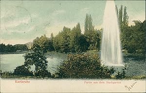 Ansichtskarte (a67 ) Baden-Württemberg Karlsruhe 1904 Partie aus dem Stadtgarten