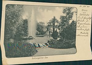 Ansichtskarte (a66 ) Baden-Württemberg Karlsruhe 1901 Schlossgarten-See