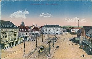 Ansichtskarte (a66 ) Baden-Württemberg Karlsruhe 1918 Bahnhofsplatz Straßenbahn