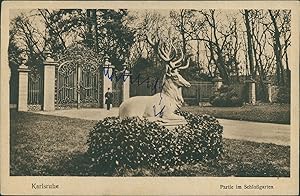 Ansichtskarte (a67 ) Baden-Württemberg Karlsruhe um 1900 Partie im Schloßgarten Hirsch (I)