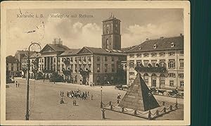 Ansichtskarte (a66 ) Baden-Württemberg Karlsruhe 1918 Marktplatz mit Rathaus Pyramide