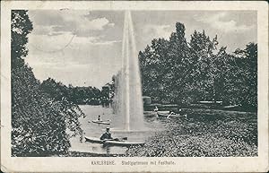 Ansichtskarte (a67 ) Baden-Württemberg Karlsruhe 1914 Stadtgartensee mit Festhalle Boote