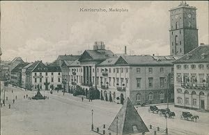 Ansichtskarte (a66 ) Baden-Württemberg Karlsruhe um 1910 Marktplatz Pyramide Kutschen