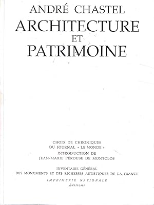 Bild des Verkufers fr Architecture et patrimoine: Choix de chroniques du journal "Le Monde" zum Verkauf von Messinissa libri