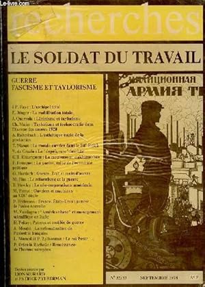 Seller image for Recherches n32/33 septembre 1978 - Le soldat du travail - Guerre, fascisme et taylorisme. for sale by Le-Livre