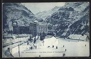 Ansichtskarte Grindelwald, Hotel Baer, Eisbahn, Viescherhoerner