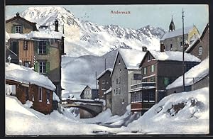 Ansichtskarte Andermatt, Ortsansicht im Schnee