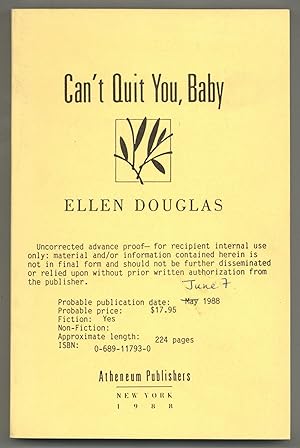 Bild des Verkufers fr Can't Quit You, Baby zum Verkauf von Between the Covers-Rare Books, Inc. ABAA
