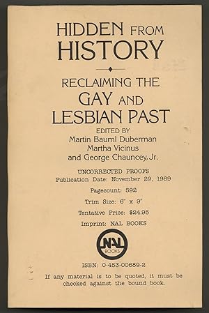 Bild des Verkufers fr Hidden from History: Reclaiming the Gay and Lesbian Past zum Verkauf von Between the Covers-Rare Books, Inc. ABAA