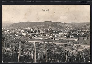 Ansichtskarte Lörrach, Totalansicht von einem Berg aus