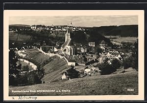 Ansichtskarte Drosendorf a. d. Thaya, Totalansicht mit Kirche und Friedhof