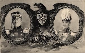 Ansichtskarte / Postkarte Kaiserliche Heerführer, Graf Haeseler, von Moltke, Adler, Wappen