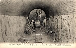 Ansichtskarte / Postkarte Reims Marne, Graben von Höhlen in der Kreide bei MM. GH Mumm und Cie.