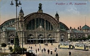 Ansichtskarte / Postkarte Frankfurt Main, Hauptbahnhof, Straßenbahn