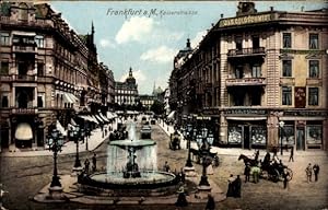 Ansichtskarte / Postkarte Frankfurt am Main, Kaiserstraße, Springbrunnen, Kutschen