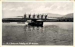 Ansichtskarte / Postkarte Flugboot Dornier X, Probeflug mit 169 Personen