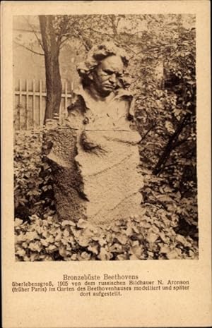 Ansichtskarte / Postkarte Bronzebüste Ludwig van Beethovens nach N. Aronson, Garten d. Beethovenh...