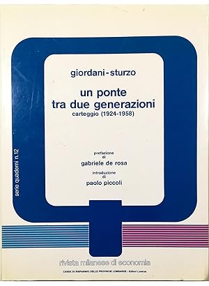 Imagen del vendedor de Giordani-Sturzo Un ponte tra due generazioni Carteggio (1924-1958) a la venta por Libreria Tara