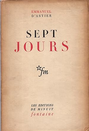 Imagen del vendedor de Sept jours. a la venta por Librairie Diona