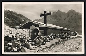 Ansichtskarte Hirschegg, Kriegerdenkmal im Winter