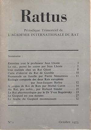 Image du vendeur pour Rattus n1 - priodique trimestriel de L'Acadmie Internationale du Rat mis en vente par Librairie Lalibela