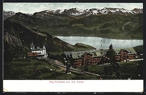 Ansichtskarte Rigi-Kaltbad, Teilansicht mit Hotel und Alpen