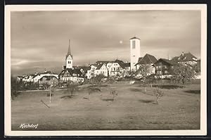 Ansichtskarte Hochdorf, Ortsansicht mit Kirchen