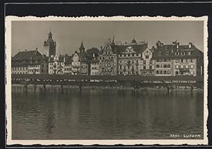 Ansichtskarte Luzern, Hotel Federal und Hotel des Alpes am Fluss