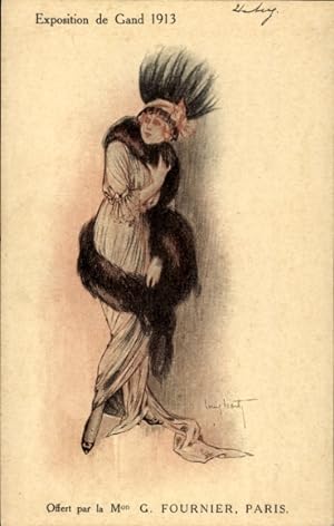 Künstler Ansichtskarte / Postkarte Exposition de Gand 1913, Reklame G. Fournier, Paris, Pelzmode