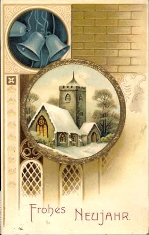 Präge Ansichtskarte / Postkarte Glückwunsch Neujahr, Glocken, Kirche, Turm