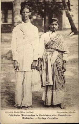 Ansichtskarte / Postkarte Kumbakonam Indien, Mariage d'orphelines, Catechistes Missionnaires de M...