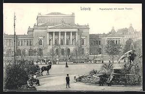 Ansichtskarte Leipzig, Augustusplatz mit neuem Theater