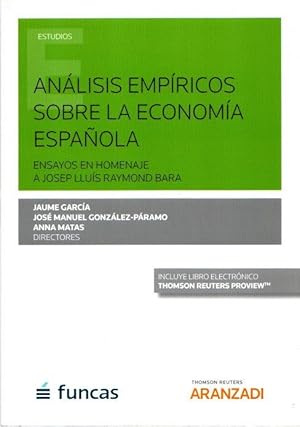 Imagen del vendedor de Anlisis empricos sobre la economa espaola . a la venta por Librera Astarloa