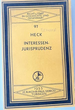 Bild des Verkufers fr Interessenjurisprudenz. Gastvorlesung Uni Frankfurt 1932. zum Verkauf von Treptower Buecherkabinett Inh. Schultz Volha