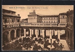 Cartolina Montecassino, la Badia, Loggia del Paradiso e Convitto