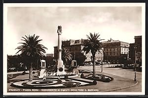 Cartolina Frascati, Piazza Roma, Monumento ai Caduti, Scultore C. Bazzani