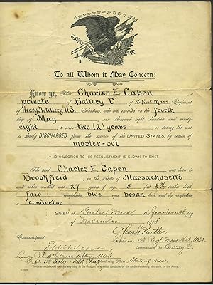 Charles E. Capen, discharge papers