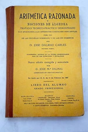 Imagen del vendedor de Aritmtica razonada y nociones de lgebra a la venta por Alcan Libros