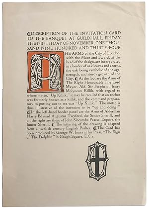 Description of the Invitation Card to the Banquet at Guildhall, Friday the Ninth Day of November,...