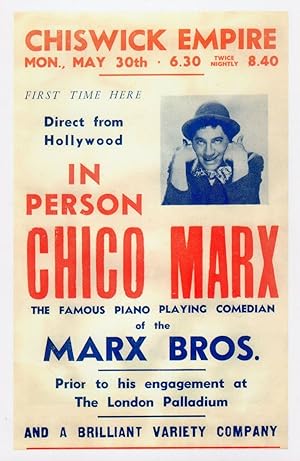Chico of The Marx Brothers Live Chiswick Theatre Poster Postcard