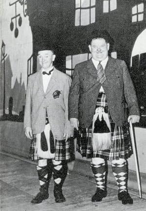Laurel & Hardy 1947 in Glasgow Scottish Kilts Theatre Rare Photo Postcard