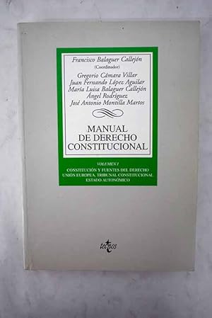 Imagen del vendedor de Manual de derecho constitucional, tomo I a la venta por Alcan Libros