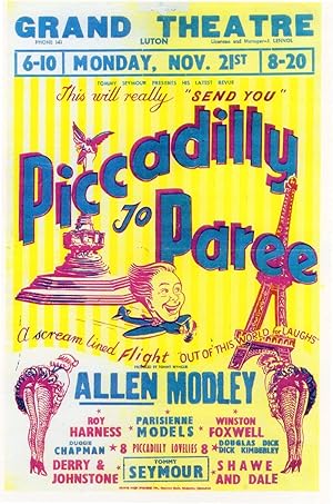 Piccadilly To Paree Paris Grand Theatre Luton Poster Postcard