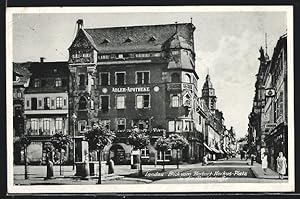 Bild des Verkufers fr Ansichtskarte Landau / Pfalz, Blick vom Herbert-Norkus-Platz in die Marktstrasse mit Adler-Apotheke zum Verkauf von Bartko-Reher