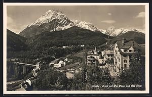 Ansichtskarte Schuls /Scuol, Ortsansicht mit Piz Pisoc und Piz Nair