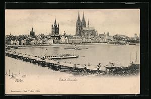 Ansichtskarte Köln, Totalansicht mit Kirche