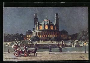 Künstler-Carte postale Paris, Le Trocadero, attelage à cheval