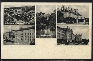 Ansichtskarte Eisenstadt, Schloss, Kaserne, Teichmotiv vom Leopoldinentempel, Landhaus