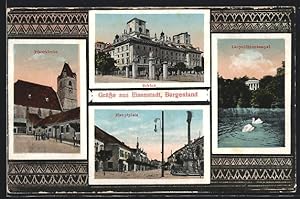 Ansichtskarte Eisenstadt, Schloss, Pfarrkirche, Hauptplatz, Leopoldinentempel