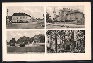 Ansichtskarte Kittsee /Niederdonau, Restaurant Hauswirth, Park, Ruine